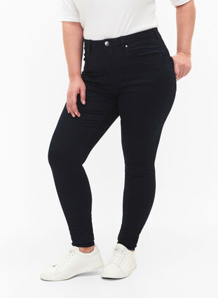 Super slim Amy jeans med høyt liv, Unwashed, Model image number 2