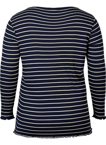 Stripete genser med rund hals, Night Sky Stripe, Packshot image number 1