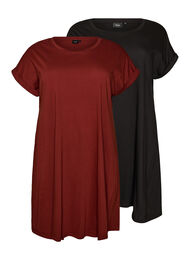 2-pakk T-skjortekjole med korte ermer, Orange