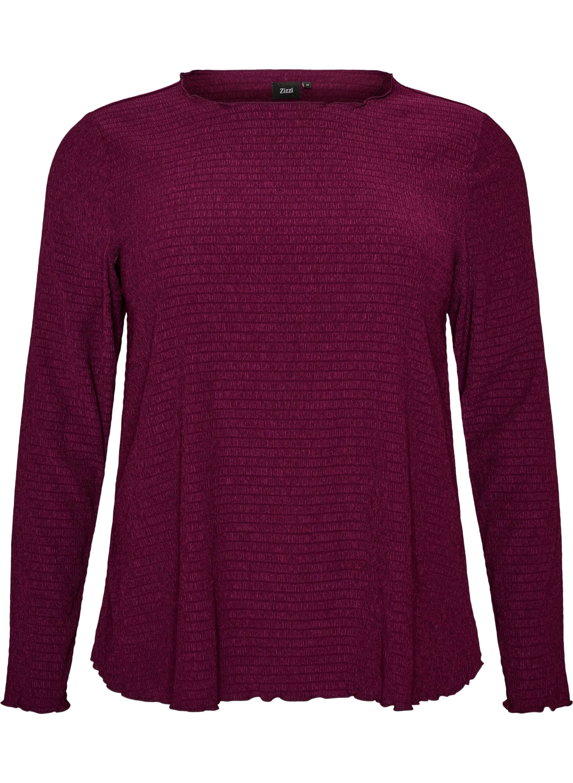 Teksturert bluse med b&oslash;lgete kanter