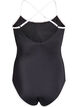 Sportsbadedrakt med kontrastkant og kryssende stropper, Svart, Packshot image number 1