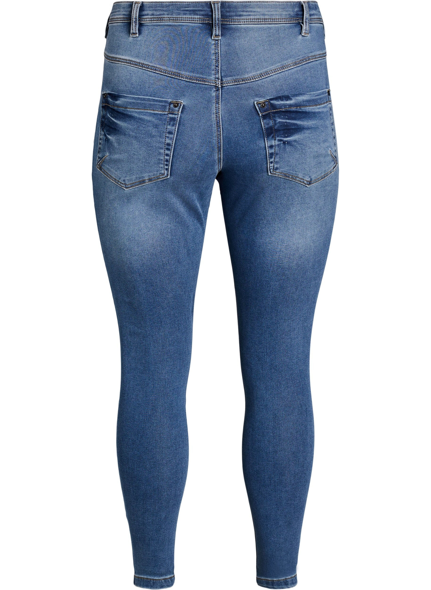 ZizziCropped Amy jeans med glidel&aring;sdetaljer, Bl&aring;, Packshot image number 1