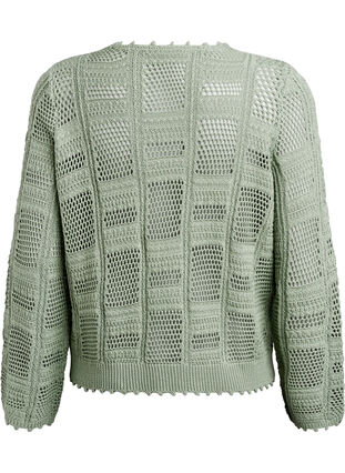 Zizzi Strikket cardigan med knytebånd og et åpent mønster, Grønn, Packshot image number 1