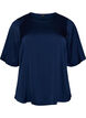 Satengbluse med albuelange ermer, Bl&aring;, Packshot image number 0
