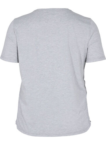Cropped T-skjorte med knyting, Light Grey Melange, Packshot image number 0
