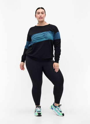 Sweatshirt med sporty print, Black Comb, Model image number 2