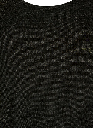 Kortermet bluse i viskose med glitter, Black Shimmer, Packshot image number 2