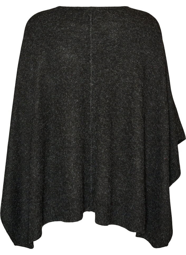 Rund hals strikket poncho, Gr&aring;, Packshot image number 1