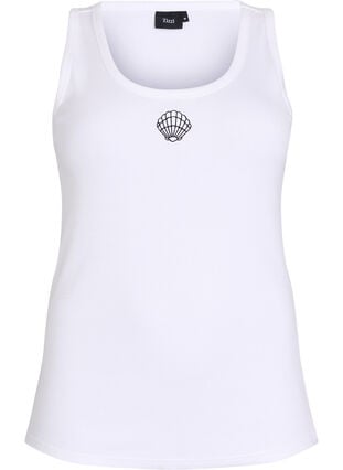 Zizzi Figurnær topp med motiv, Hvit, Packshot image number 0