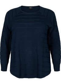 Strikket bluse med tone-i-tone striper