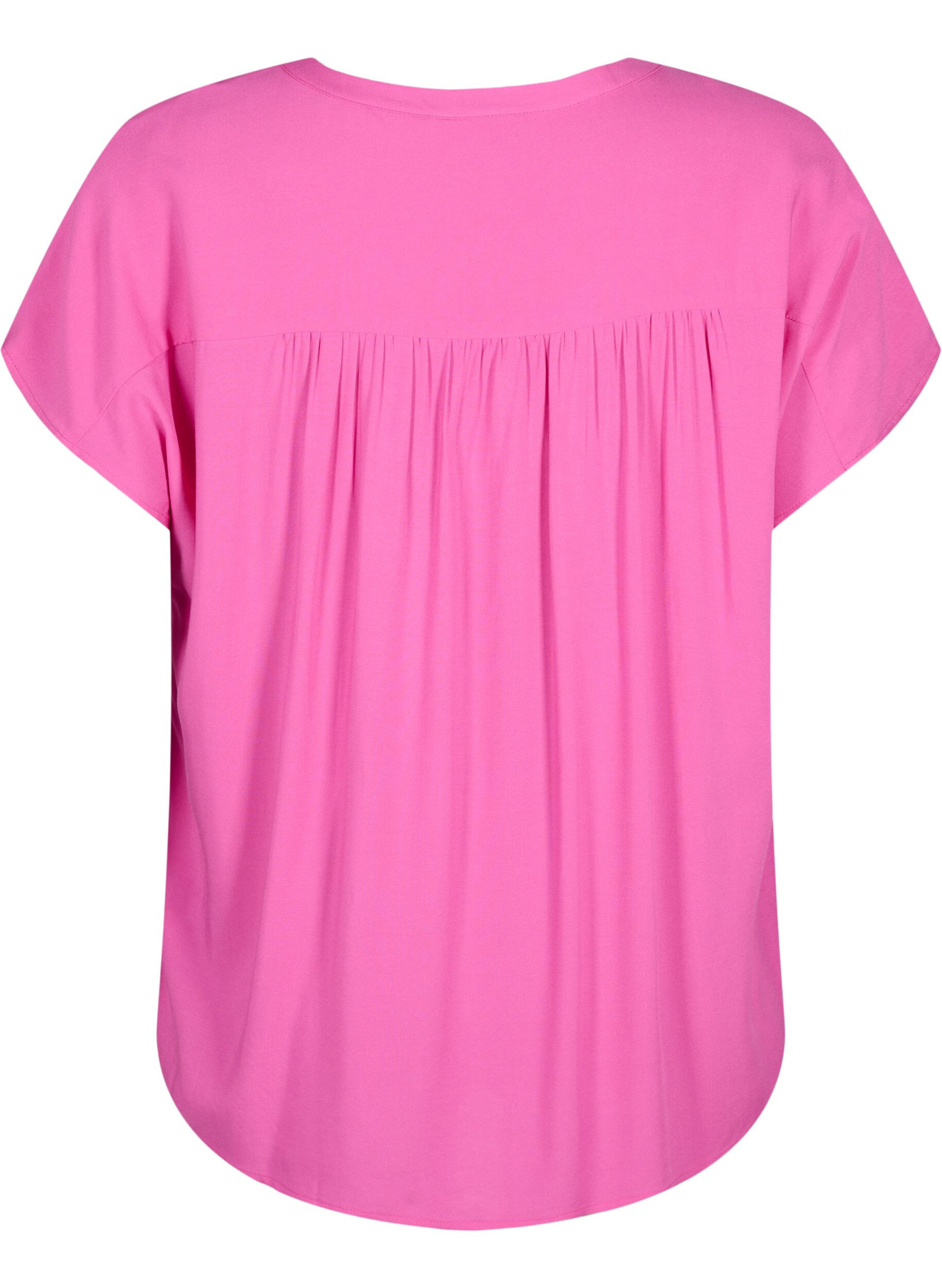 Zizzi Viskosebluse med blondekant, Raspberry Rose, Packshot image number 1
