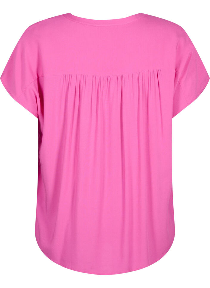 Viskosebluse med blondekant, Raspberry Rose, Packshot image number 1