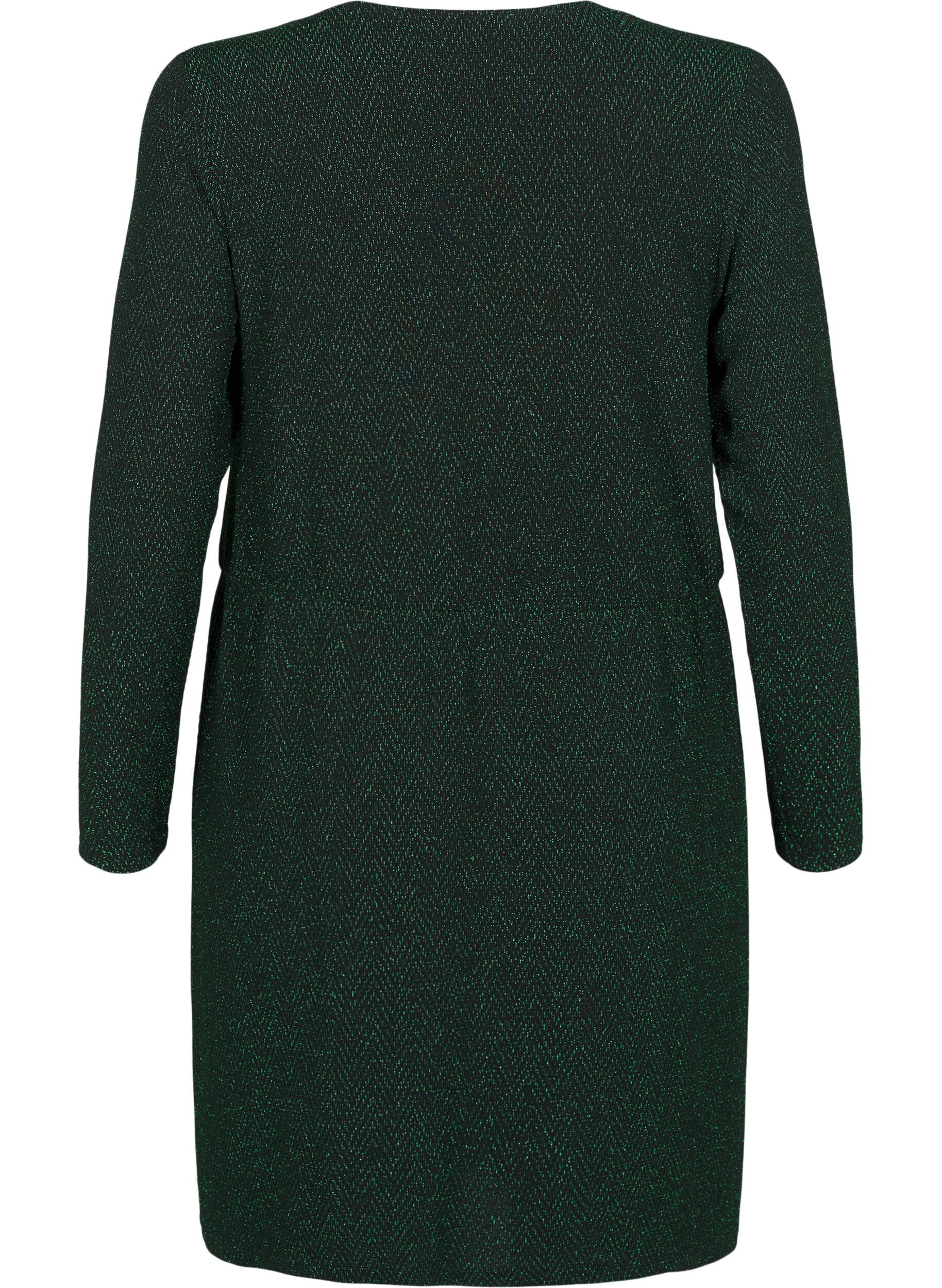 Zizzi Glitterkjole med sikksakkm&oslash;nster, Scarab ZigZagShimmer, Packshot image number 1