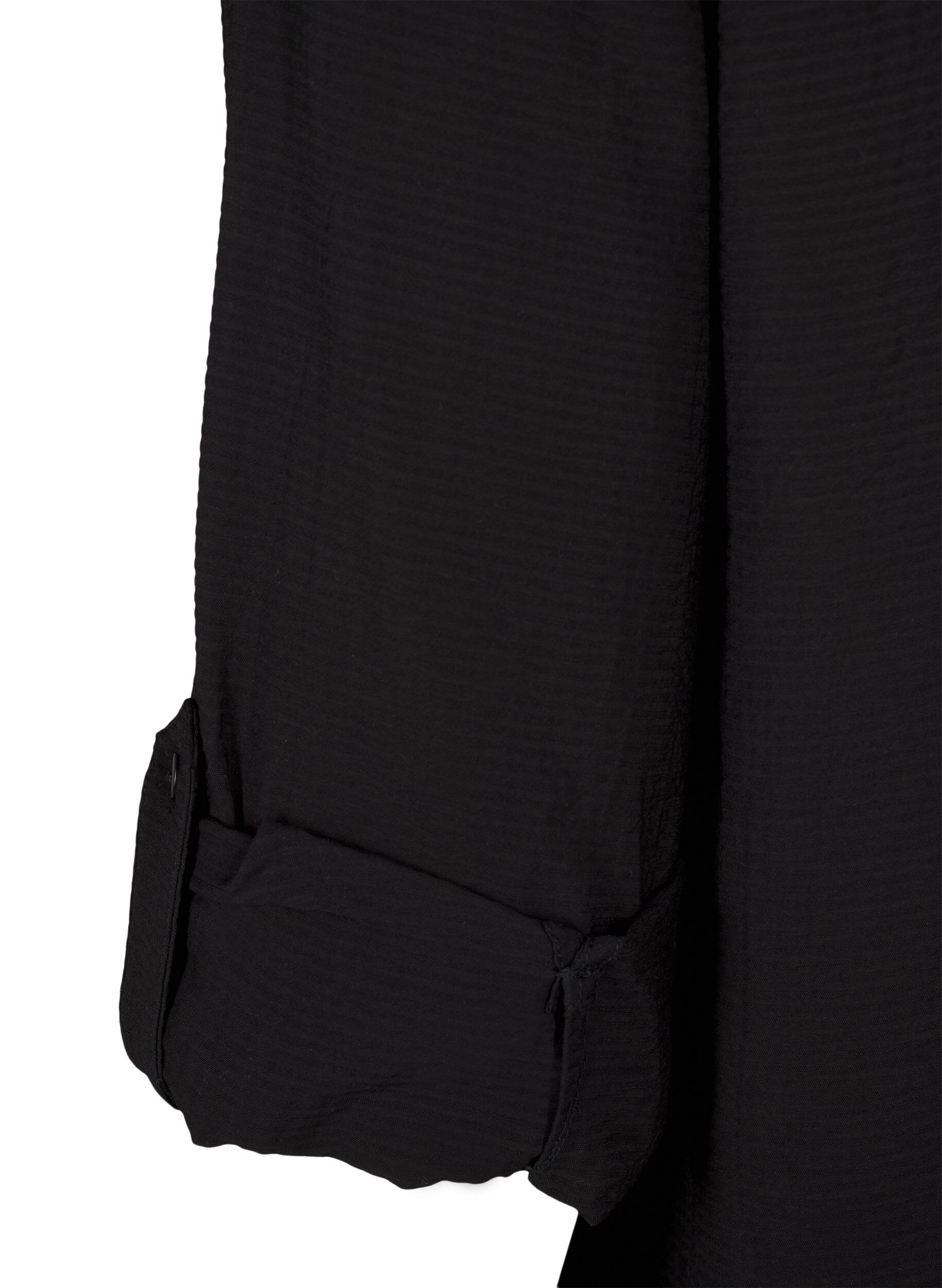 Zizzi Skjortebluse i viskose med 3/4 ermer, Black, Packshot image number 3
