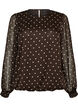 Prikket chiffonbluse med gjennomsiktige ermer, Brun, Packshot image number 0