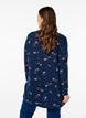 Blomstret bluse med lange ermer, Bl&aring;, Model image number 2