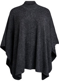 Poncho med ribbedetaljer og rund hals, Grå Poncho med ribbedetaljer og rund hals