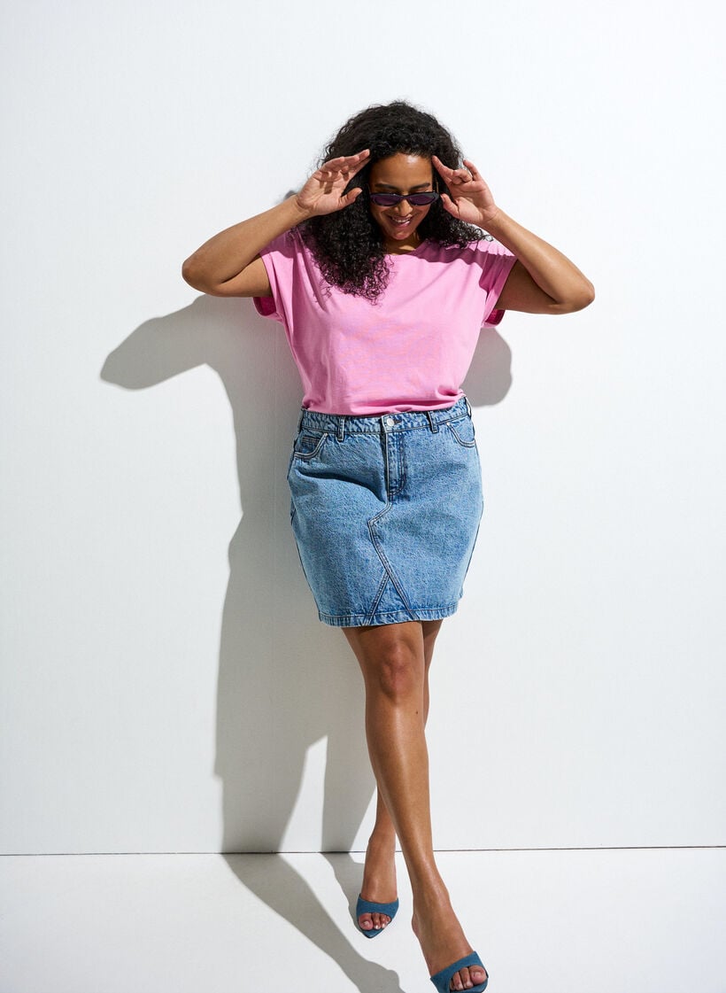 Kortermet T-skjorte i bomullsblanding, Rosa, Image image number 0