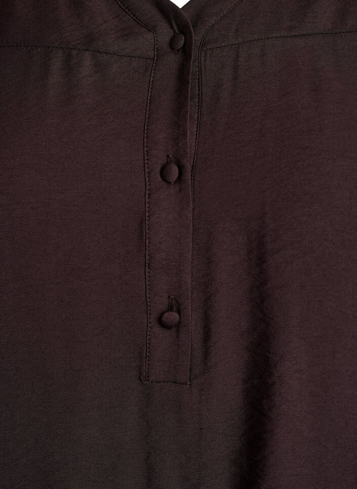 Viskosebluse med smock og rynkede detaljer, Brun, Packshot image number 2