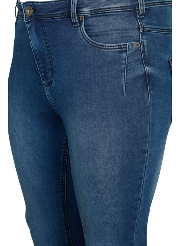 Cropped Amy jeans med glidelås, Dark blue denim, Packshot image number 2