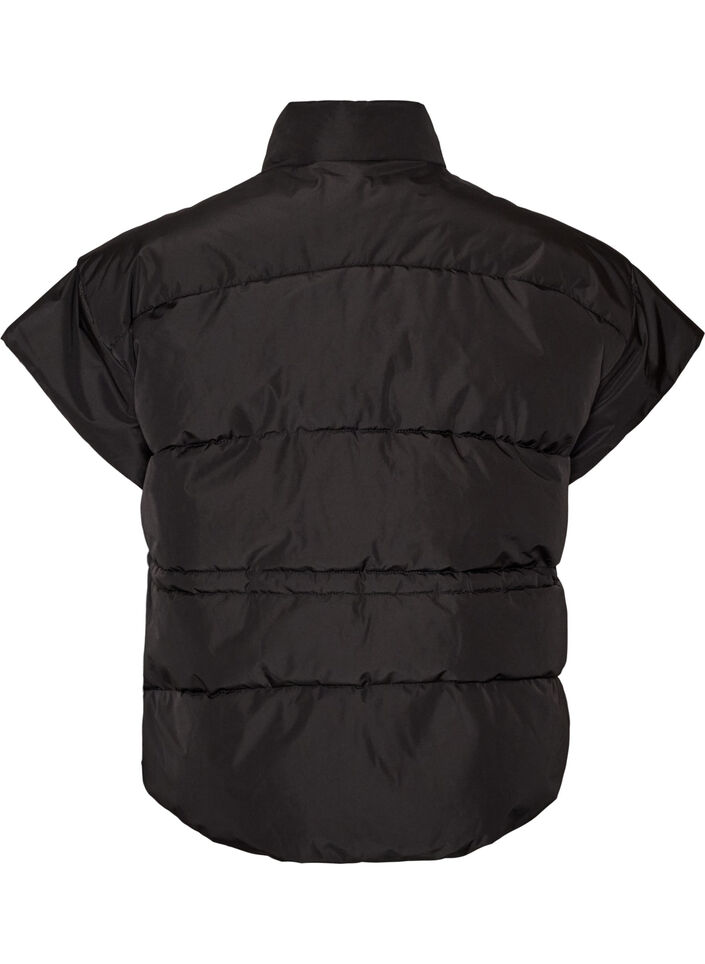 Puffer vest med justerbar midje, Svart, Packshot image number 1
