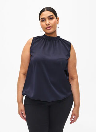 Zizzi Ermeløs festtopp i sateng, Night Sky, Model image number 0