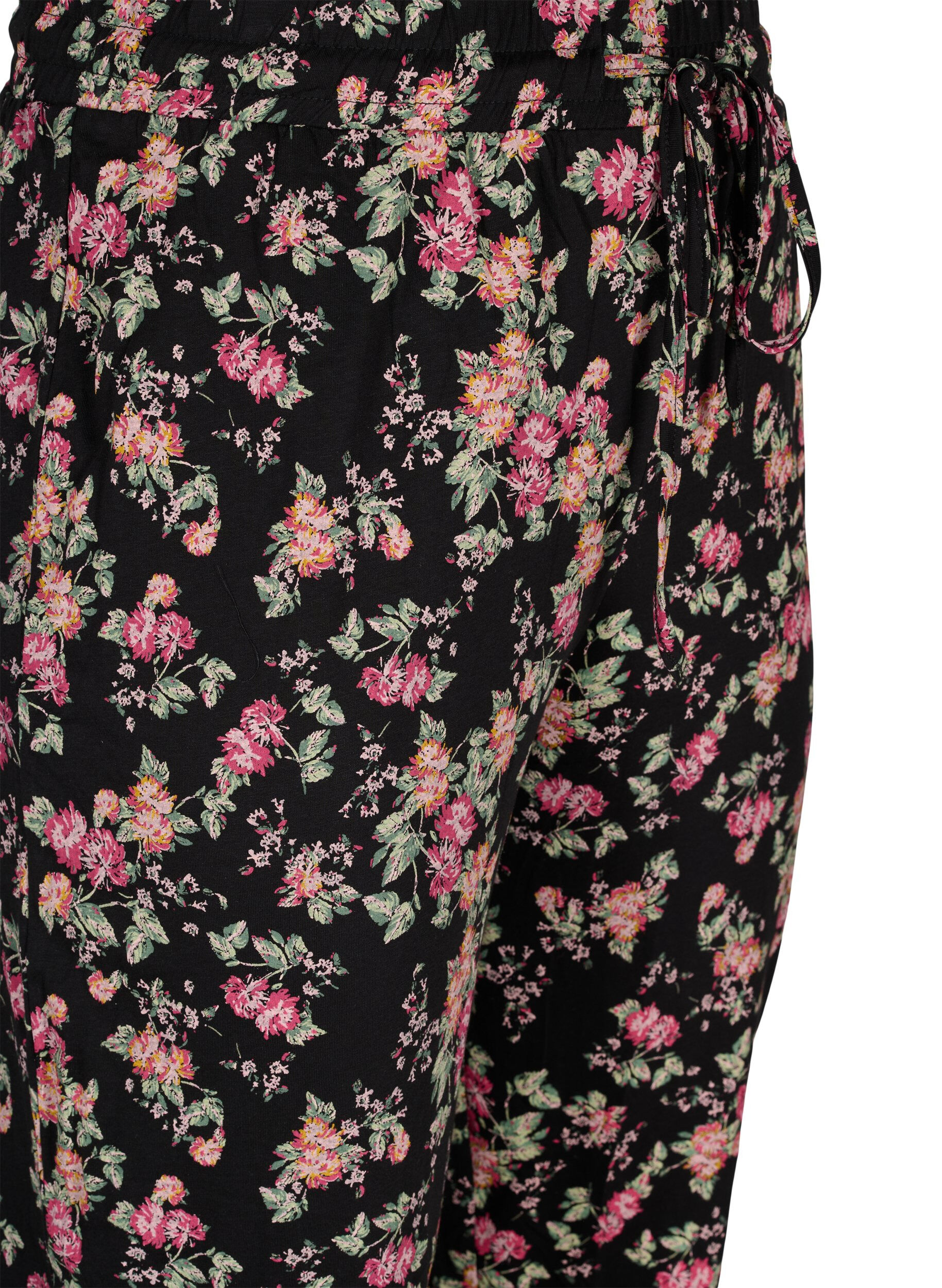 Zizzi Pysjbukser i bomull, Black Pink Oran Flow, Packshot image number 2