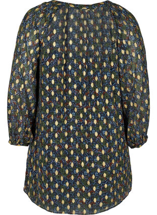 Mønstrete tunika med V-hals og knapper, Flower AOP, Packshot image number 1