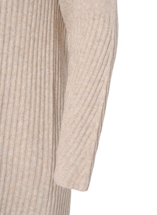 Ribbestrikket kjole med høy hals, Simply Taupe Mel., Packshot image number 2