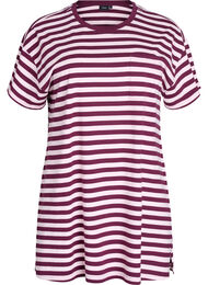Lang natt-t-skjorte i økologisk bomull med striper, Fig Stripe