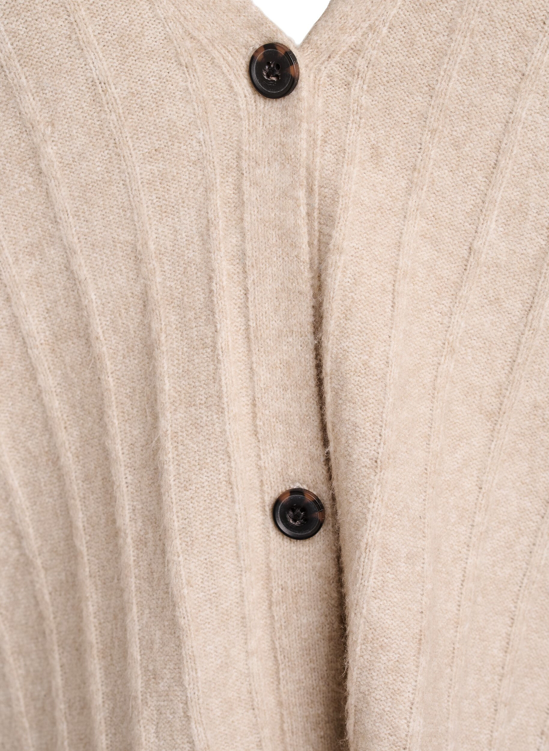 Zizzi Cardigan med ribbet tekstur og ballongermer, Beige, Packshot image number 2