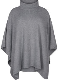 Poncho med høy hals, Medium Grey Melange