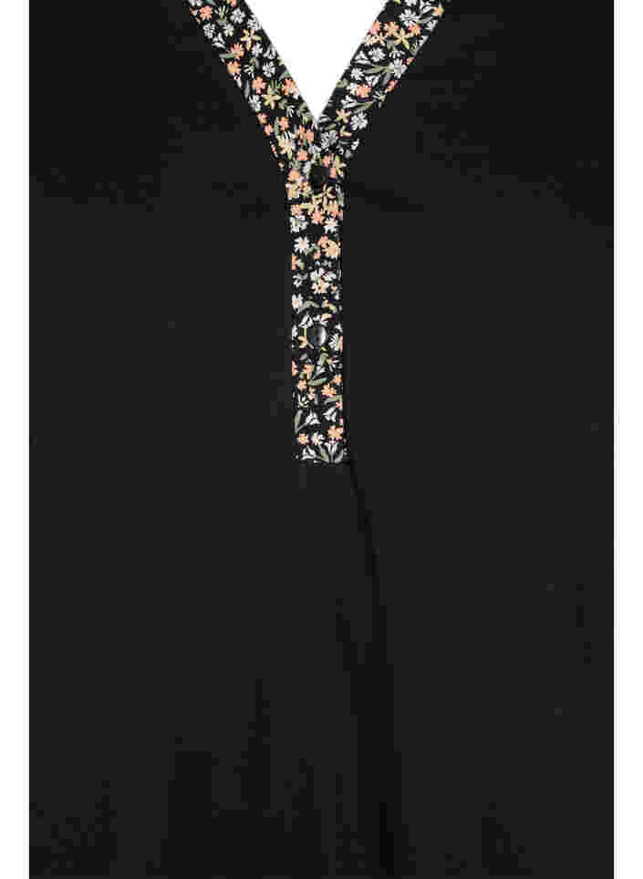 Nattkjole med mønster i bomull, Black Ditzy Flower, Packshot image number 2