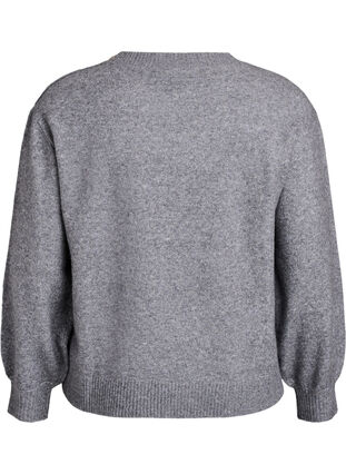 Zizzi Strikket bluse med knappdetalj, Grå, Packshot image number 1