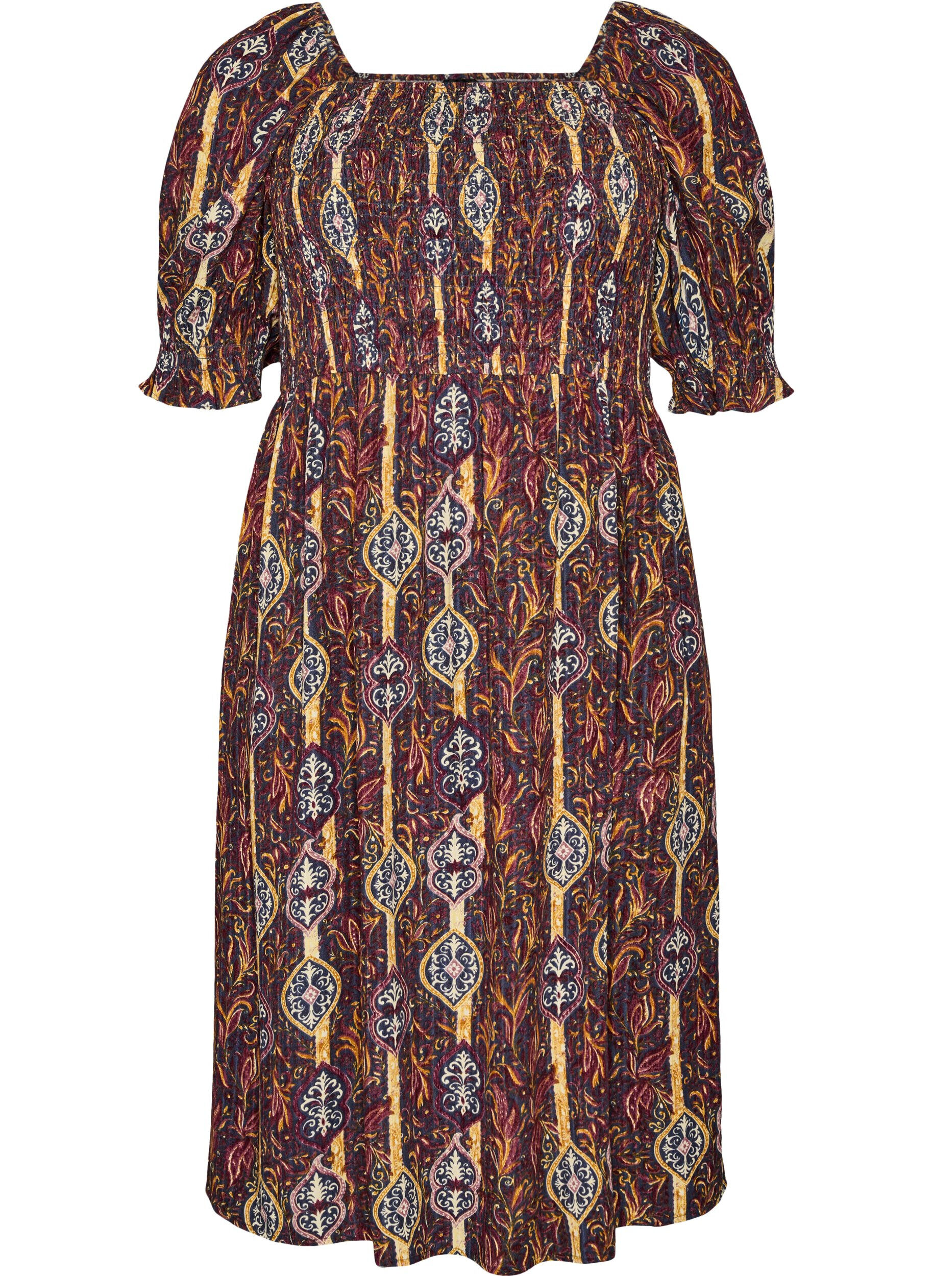 Sommerkjole i viskose med paisley-trykk