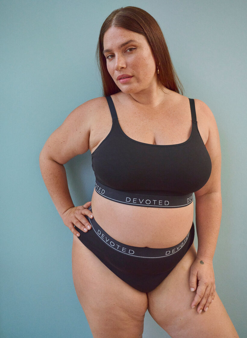 G-streng i bomull med normal h&oslash;yde p&aring; livet, Svart, Image image number 0