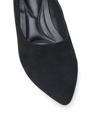Zizzi Wide fit – Pumps i semsket skinn, Black, Packshot image number 3