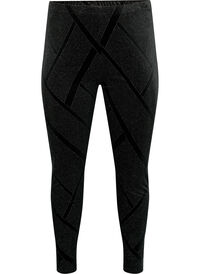 Velour leggings med glitter og mønster