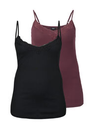 2-pakk ribbet natt-topper, Black/Fudge