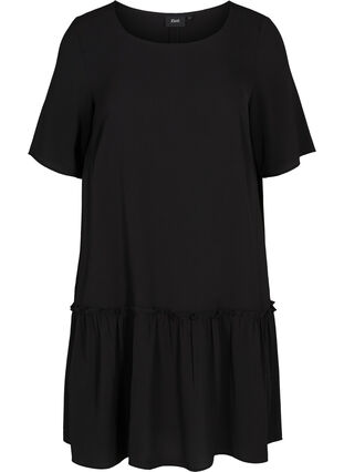 Kort kjole med volangkant, Black, Packshot image number 0