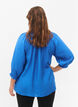 Viskose bluse med 3/4 ermer og A-fasong, Strong Blue, Model image number 1