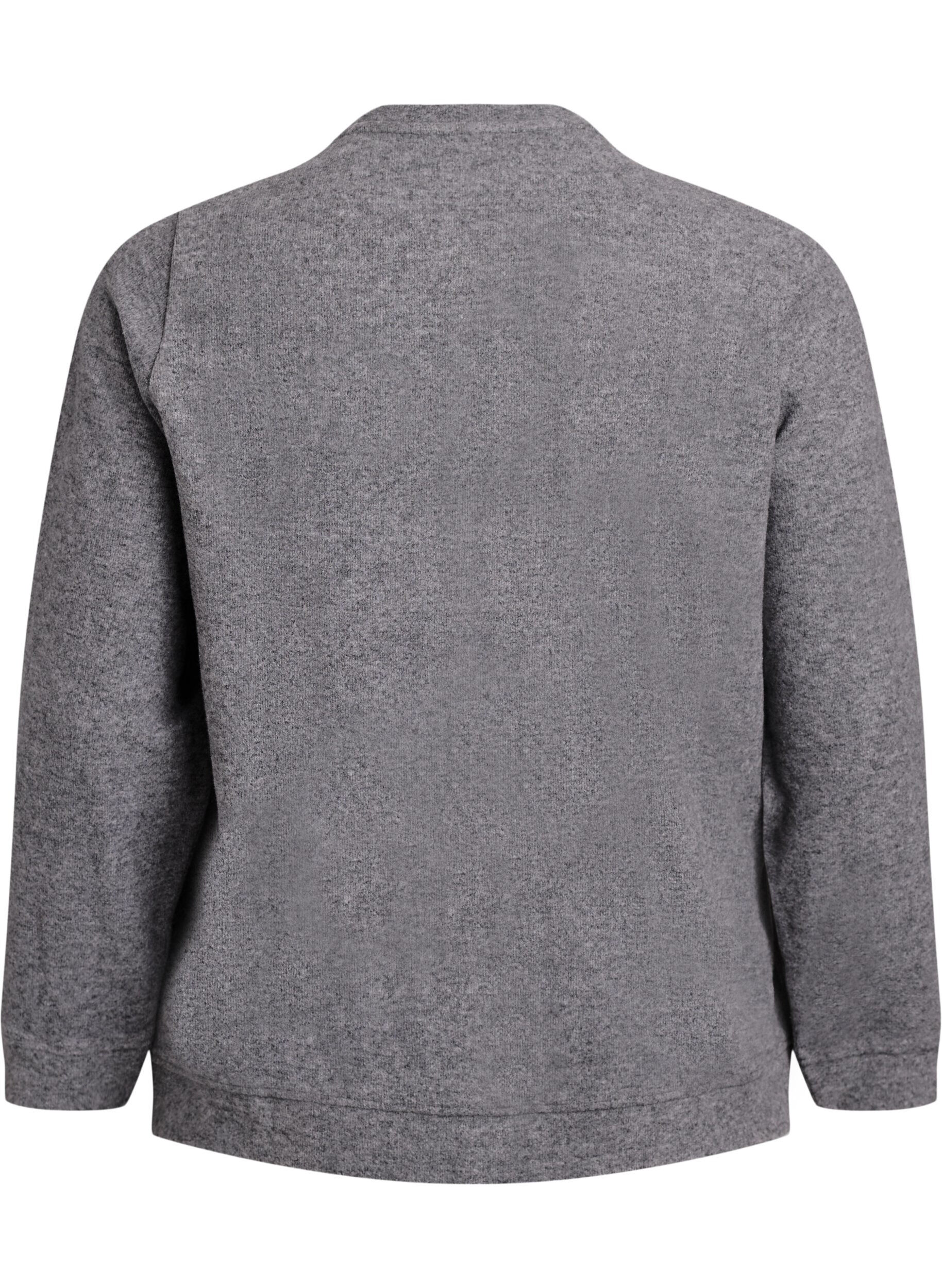 Zizzi Jersey cardigan med rund hals og knapper, Gr&aring;, Packshot image number 1