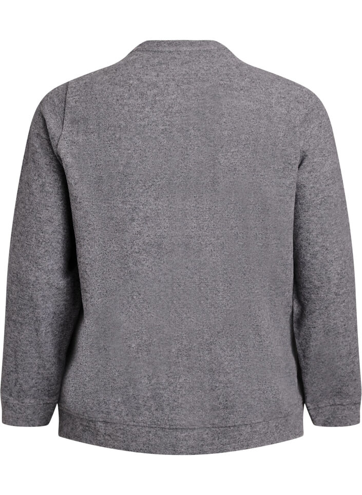 Jersey cardigan med rund hals og knapper, Grå, Packshot image number 1