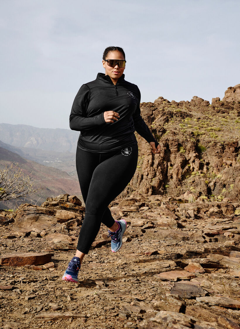 Ensfargede treningstights, Black, Image image number 0