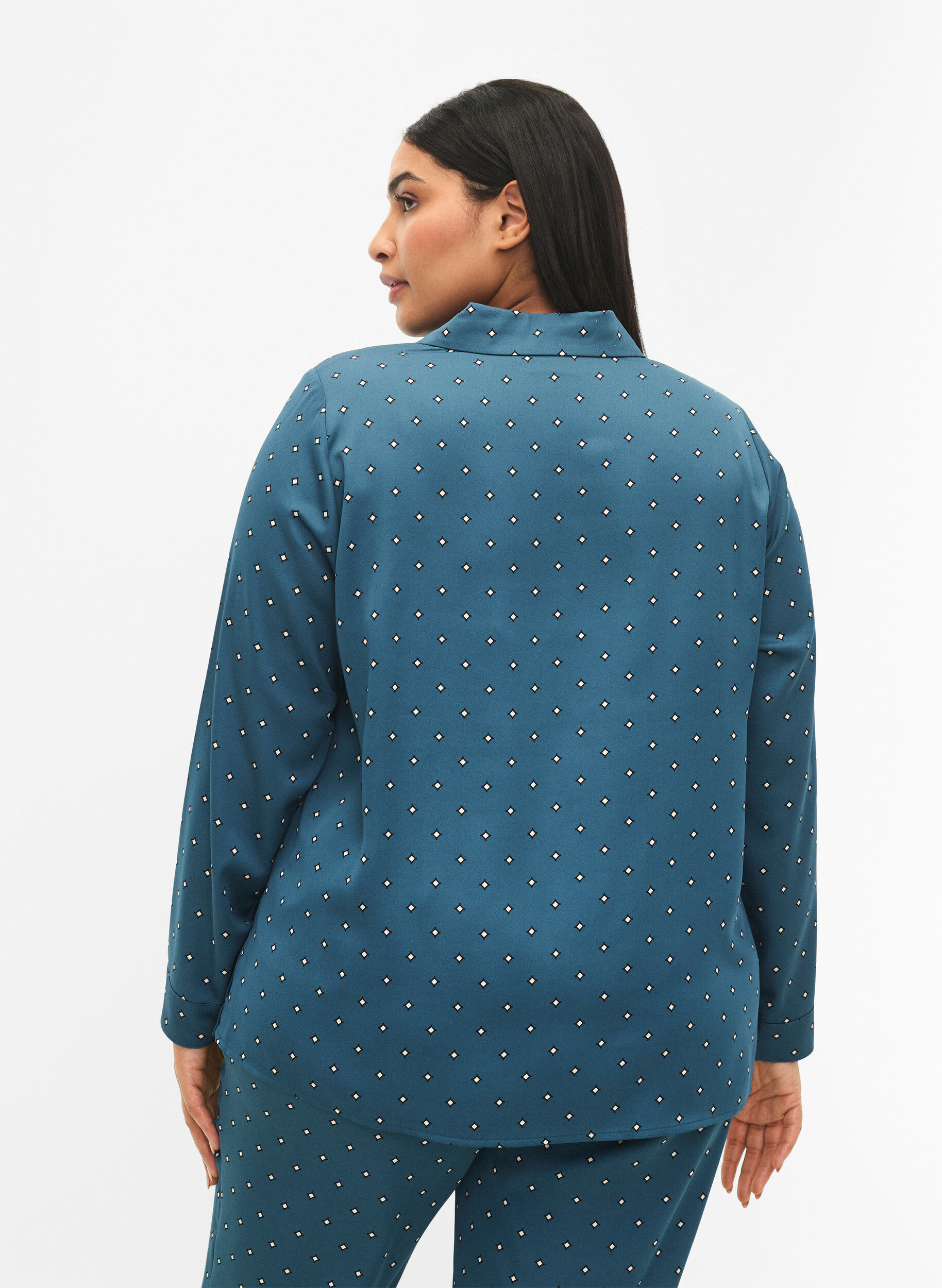 Zizzi Nattskjorte med trykk, Gr&oslash;nn, Model image number 1