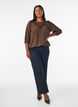 Bluse med 3/4 ermer og blondedetaljer, Brun, Model image number 1
