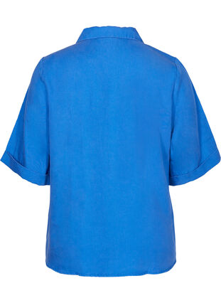 Kortermet skjorte med brystlommer, Dazzling Blue, Packshot image number 1
