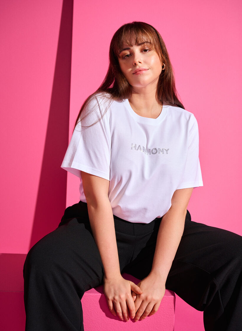 T-skjorte i økologisk bomull med tekst, White HARMONY, Image image number 0