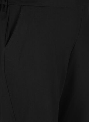 Ensfargede culottebukser med lommer, Black, Packshot image number 2