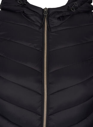 Lett jakke med quiltet mønster, hette og lommer, Black, Packshot image number 2